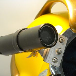 Subsea High-Definition Camera mounted on a diver's helmet.