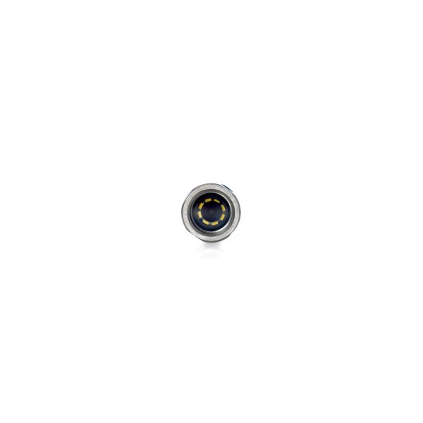 Front lens view of SIDUS SS560 Ultra Mini Color Camera with Built-in Adjustable White HBLED Ring Light
